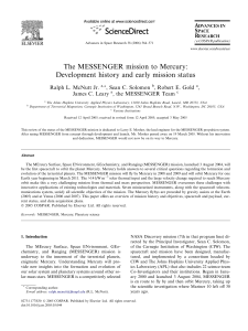 The MESSENGER mission to Mercury: Development history and early mission status