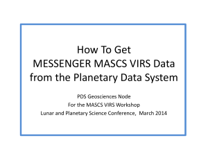 How To Get MESSENGER MASCS VIRS Data from the Planetary Data System