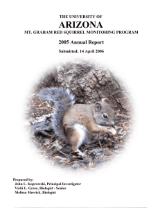 ARIZONA 2005 Annual Report THE UNIVERSITY OF MT. GRAHAM RED SQUIRREL MONITORING PROGRAM