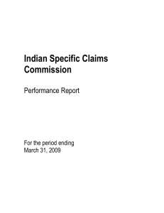 Indian Specific Claims Commission Performance Report