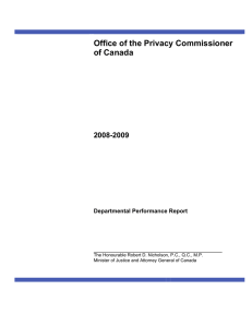 Office of the Privacy Commissioner of Canada  2008-2009