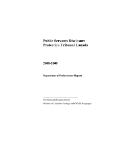 Public Servants Disclosure Protection Tribunal Canada  2008-2009