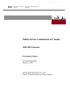 Public Service Commission of Canada 2008-2009 Estimates  Performance Report