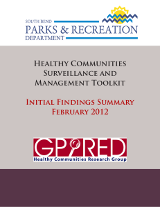 Healthy Communities Surveillance and Management Toolkit Initial Findings Summary