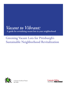 Vacant to Vibrant: Greening Vacant Lots for Pittsburgh’s Sustainable Neighborhood Revitalization