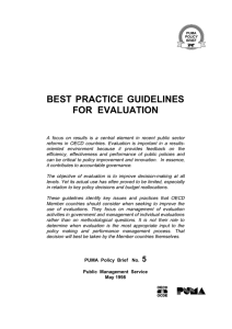 BEST PRACTICE GUIDELINES FOR  EVALUATION