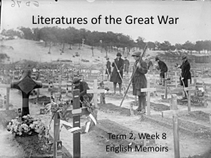 Literatures of the Great War Term 2, Week 8