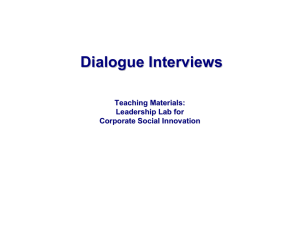 Dialogue Interviews Teaching Materials: Leadership Lab for Corporate Social Innovation