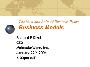 Business Models The Nuts and Bolts of Business Plans Richard P Kivel CEO