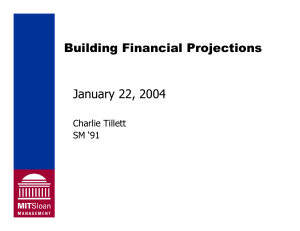 Building Financial Projections January 22, 2004 Charlie Tillett SM ‘91