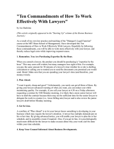 &#34;Ten Commandments of How To Work Effectively With Lawyers&#34;