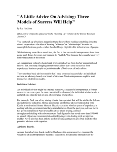 &#34;A Little Advice On Advising: Three Models of Success Will Help&#34;
