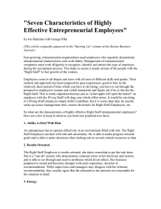 &#34;Seven Characteristics of Highly Effective Entrepreneurial Employees&#34;