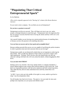 &#34;Pinpointing That Critical Entrepreneurial Spark&#34;