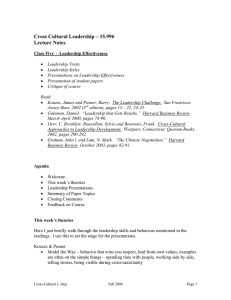 Cross Cultural Leadership – 15.996 Lecture Notes