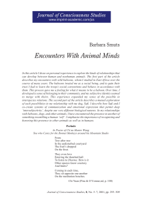 Encounters With Animal Minds Barbara Smuts Journal of Consciousness Studies www.imprint-academic.com/jcs