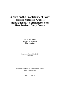 A Note on the Profitability of Dairy Bangladesh: A Comparison with