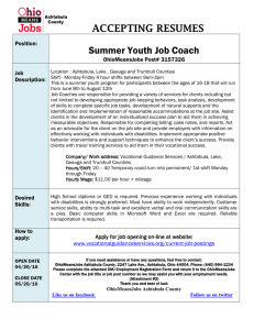 ACCEPTING RESUMES Summer Youth Job Coach Position:
