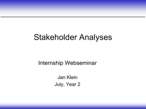 Stakeholder Analyses Internship Webseminar Jan Klein July, Year 2