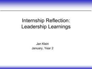 Internship Reflection: Leadership Learnings Jan Klein January, Year 2