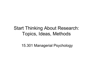 Start Thinking About Research: Topics, Ideas, Methods 15.301 Managerial Psychology