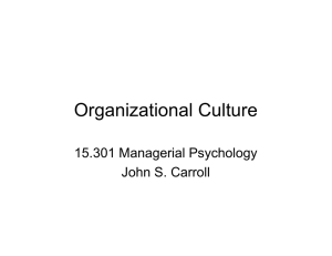 Organizational Culture 15.301 Managerial Psychology John S. Carroll