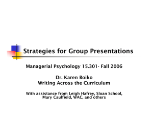 Strategies for Group Presentations Managerial Psychology 15.301- Fall 2006 Dr. Karen Boiko