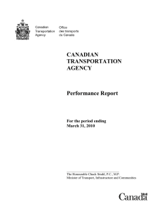 CANADIAN TRANSPORTATION AGENCY Performance Report
