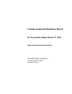 Canada Industrial Relations Board for the period ending March 31, 2010