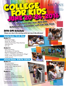COLLEGE FOR KIDS JUNE 20-24, 2016 2016 CFK Schedule