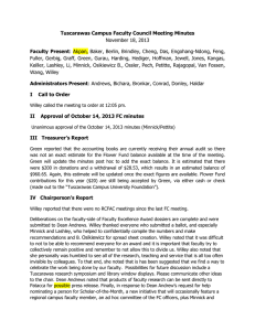 Tuscarawas Campus Faculty Council Meeting Minutes Faculty Present November 18, 2013