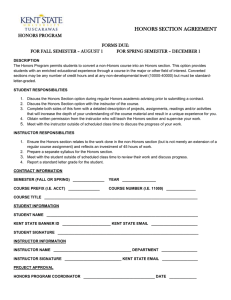 HONORS SECTION AGREEMENT HONORS PROGRAM FORMS DUE: