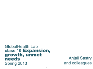Expansion, growth, unmet needs GlobalHealth Lab