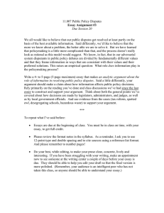 11.007 Public Policy Disputes  Essay Assignment #3