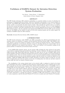 Usefulness of DARPA Dataset for Intrusion Detection System Evaluation ABSTRACT