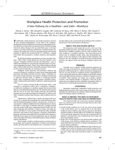 Workplace Health Protection and Promotion ACOEM G S
