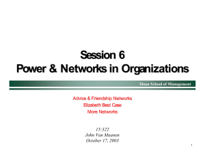 Session 6 Power &amp; Networks in Organizations 15:322 John Van Maanen