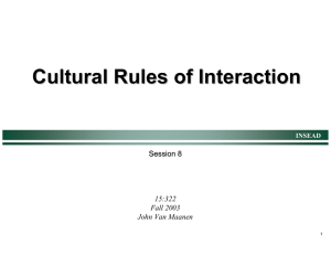 Cultural Rules of Interaction 15:322 Fall 2003 John Van Maanen