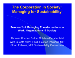 The Corporation in Society: Managing for Sustainability