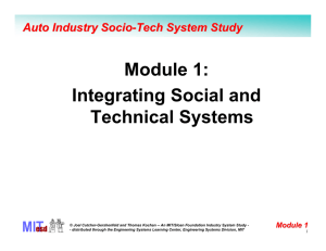 Module 1: Integrating Social and Technical Systems Auto Industry Socio