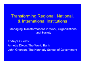 Transforming Regional, National, &amp; International Institutions
