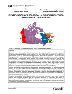 IDENTIFICATION OF ECOLOGICALLY SIGNIFICANT SPECIES AND COMMUNITY PROPERTIES  Context :