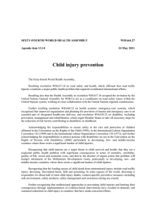 Child injury prevention  SIXTY-FOURTH WORLD HEALTH ASSEMBLY WHA64.27