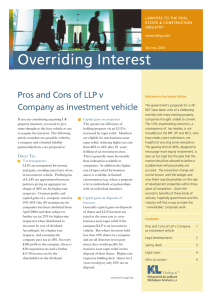 Overriding Interest Pros and Cons of LLP v Company as investment vehicle