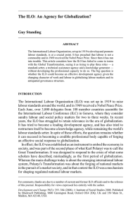 The ILO: An Agency for Globalization? Guy Standing