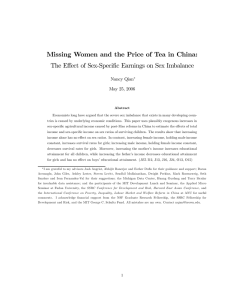 Missing Women and the Price of Tea in China: Nancy Qian