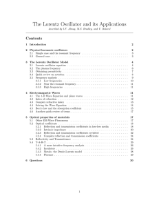 The Lorentz Oscillator and its Applications Contents