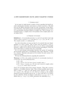 A FEW ELEMENTARY FACTS ABOUT ELLIPTIC CURVES 1. Introduction