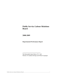 Public Service Labour Relations Board 2008-2009 Departmental Performance Report