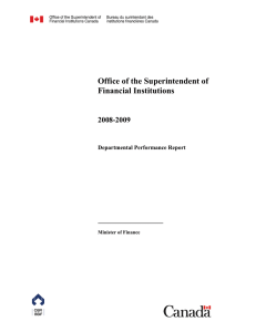 Office of the Superintendent of Financial Institutions 2008-2009 Departmental Performance Report